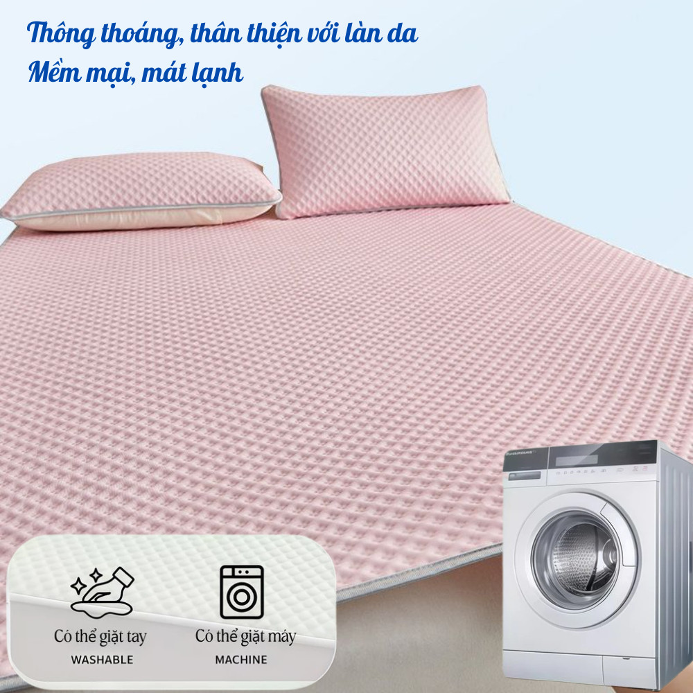 Chiếu Điều Hòa Băng Lạnh Làm Mát Vải Ice Bean Thông Thoáng HOMIE, Ga Trải Giường Chống Bám Bẩn