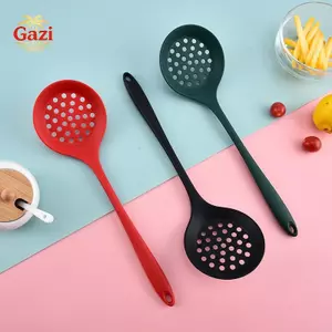 Dụng cụ lọc thìa có rãnh silicon Nonsti Tay cầm chịu nhiệt tiện dụng để nấu ăn nhà bếp dễ dàng ks [VN]