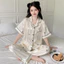 Bộ đồ ngồi ngắn tay dành cho nữ Thiết kế tông màu trơn kiểu Pháp để thanh lịch trong nhà, mặc ban đêm và cảnh giải trí gia đình hàng ngày