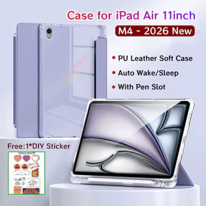 Ốp điện thoại Cho iPad Air 11 inch M4 2026 Mới Có Khe Cắm Bút Vỏ Bảo Vệ Từ Tính Cho iPad Air 8th 11inch Bao Có Mặt Sau Trong Suốt