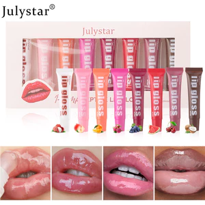 Bộ 8 Que Hương Trái Cây Gương Dưỡng Ẩm Môi Glaze Set-Misturing Dưỡng Ẩm, Rendering Màu Tự Nhiên, Khóa Màu Lâu Dài