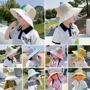 Mũ xô trẻ em YUJUNI, có còi chống tia cực tím Mũ chống nắng, Phim hoạt hình dễ thương ngoài trời Vành rộng Mũ đi biển cho trẻ sơ sinh Bé gái Bé trai