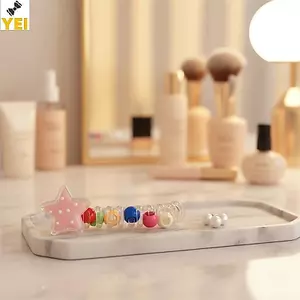 < YEI > Dây buộc tóc ngọc trai nữ có dây điện thoại để giải pháp thời trang tóc an toàn và co giãn mới