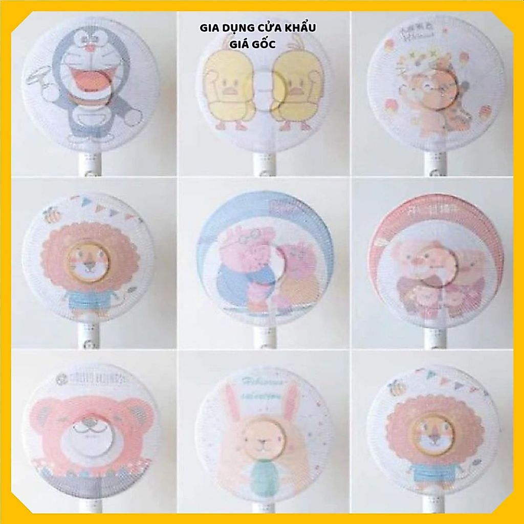 (COMBO 5) LƯỚI BỌC QUẠT CHỐNG KẸT TAY CHO BÉ - Có Dây Rút Tiện Lợi, Mẫu Hoạt Hình Xinh Xắn