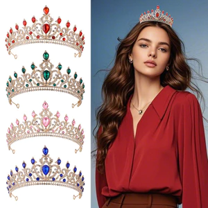 Châu Âu Cô Dâu Baroque Vương Miện Mũ Hợp Kim Kim Đính Kim Cương Giả Cưới Cô Dâu Vương Miện Phù Hợp Với