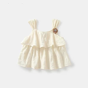 Bé Gái Yếm Mùa Hè Mỏng Mới Bên Ngoài Áo Trẻ Em Bé Cotton Nguyên Chất Tươi Quần Áo Mùa Hè