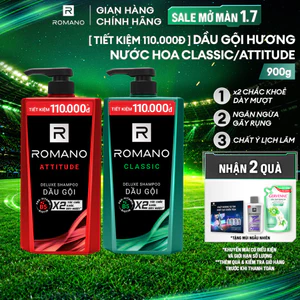 Dầu gội / Tắm gội nam Romano hương Nước hoa nam Classic / Attitude / Grandiose 900g