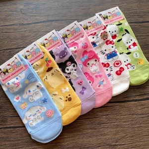 Tất ngắn hoạt hình dễ thương dành cho nữ mùa xuân hè, chó Meileti Yugui, mèo Kuromi Katie, chó Pacha, tất nữ