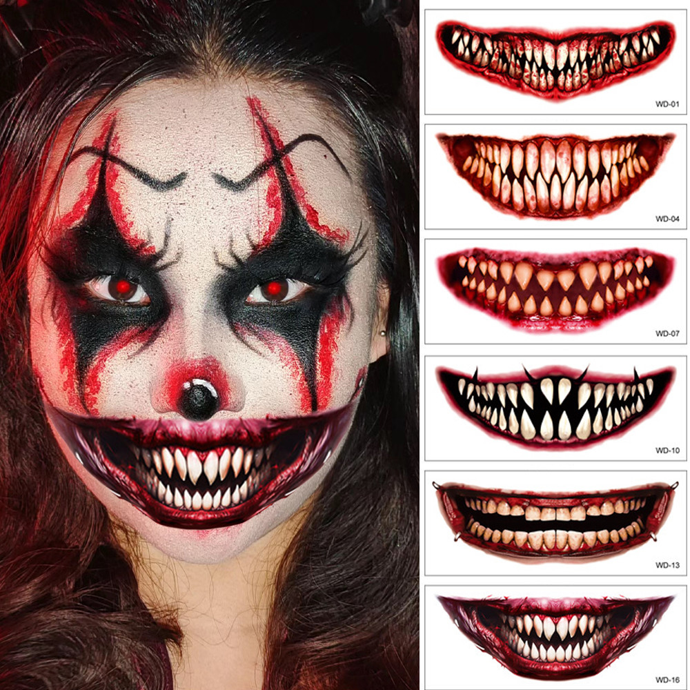 Hình dán giả răng hổ tạm thời an toàn - Phụ kiện hóa trang Halloween dành cho người lớn nam nữ