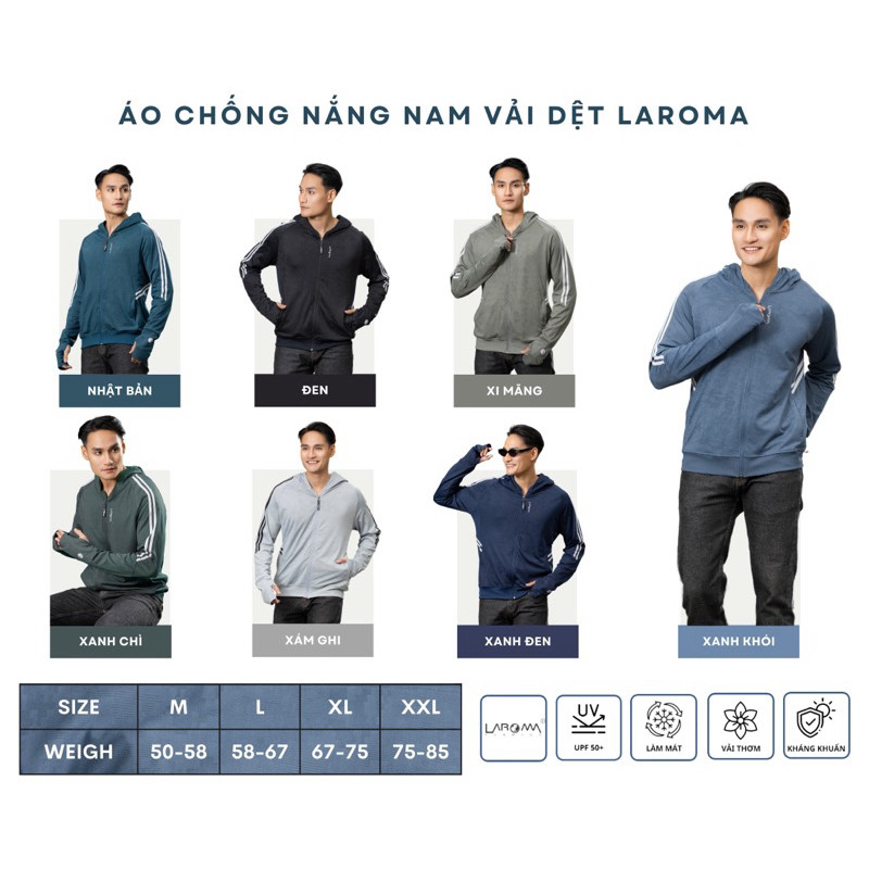 (2 LỚP) Áo chống nắng NAM Laroma chính hãng chất DỆT làm mát thông hơi, toả hương