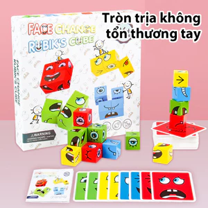 Đồ Chơi Rubik thay đổi khuôn mặt, Rubik thay đổi cảm xúc bằng gỗ phát triển tư duy cho bé