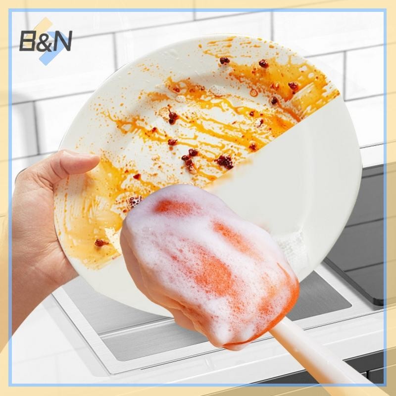 Bàn chải cốc cầm tay dài B & N 4 trong 1 Bàn chải làm sạch cốc đa chức năng Bàn chải làm sạch bằng silicon 360 độ.