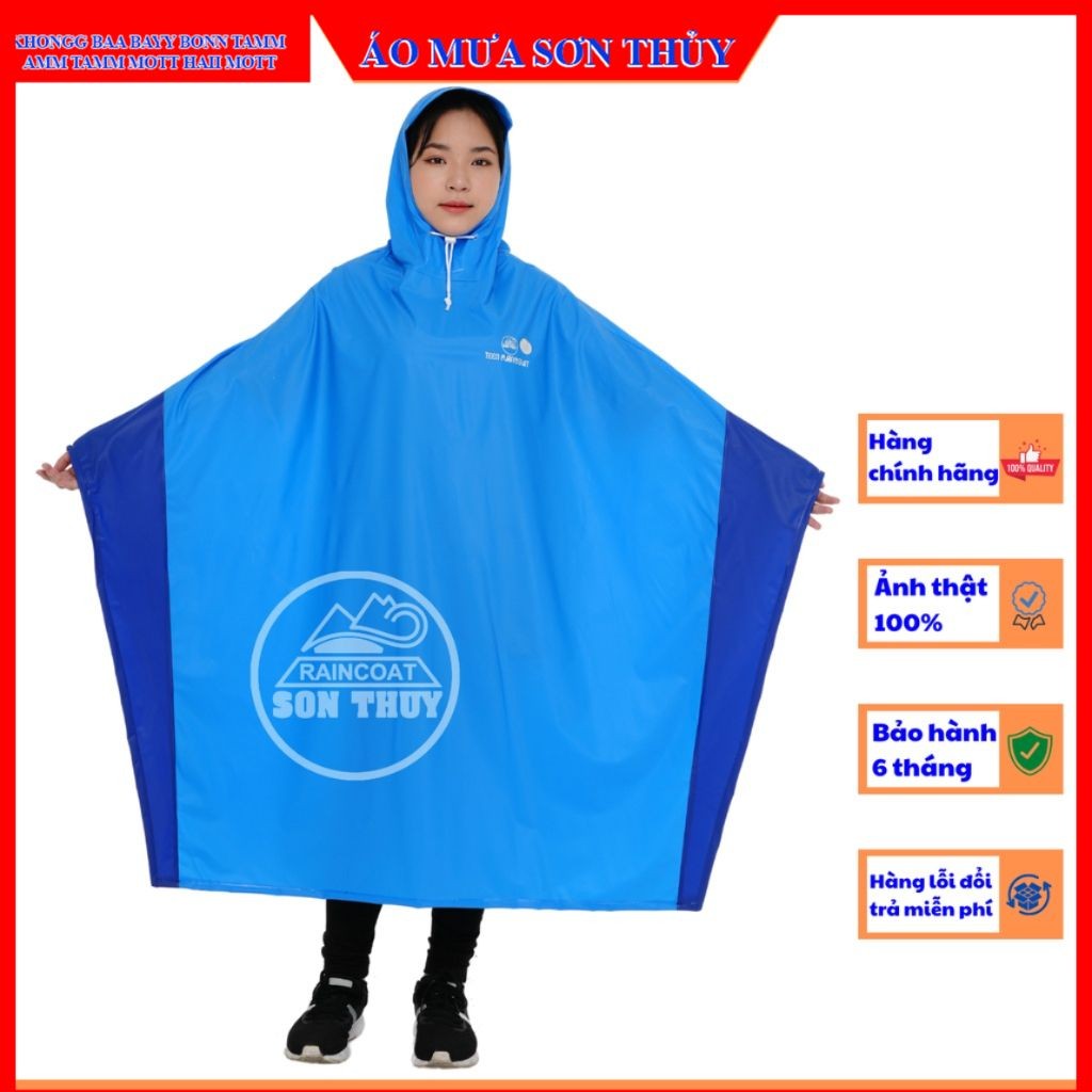 Áo mưa tuổi teen chính hãng Sơn Thủy, áo mưa choàng cho trẻ em 1m4-1m52, áo mưa trẻ em 12-16 tuổi aomuasonthuyhn