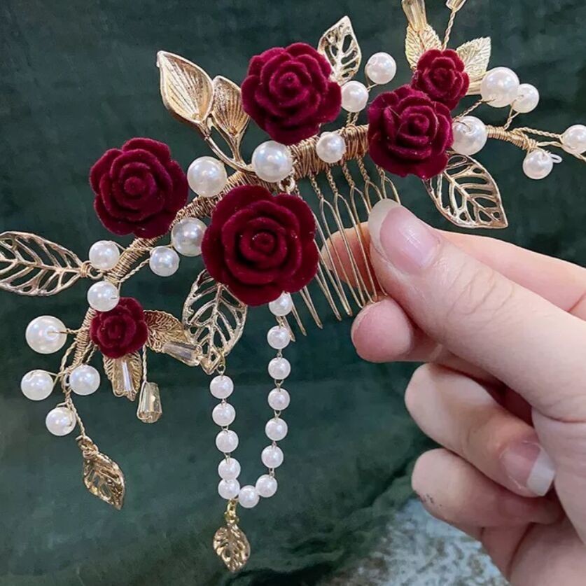 Mũ cô dâu đầu hoa phong cách cổ đại cho trẻ em - Phụ kiện tóc cưới