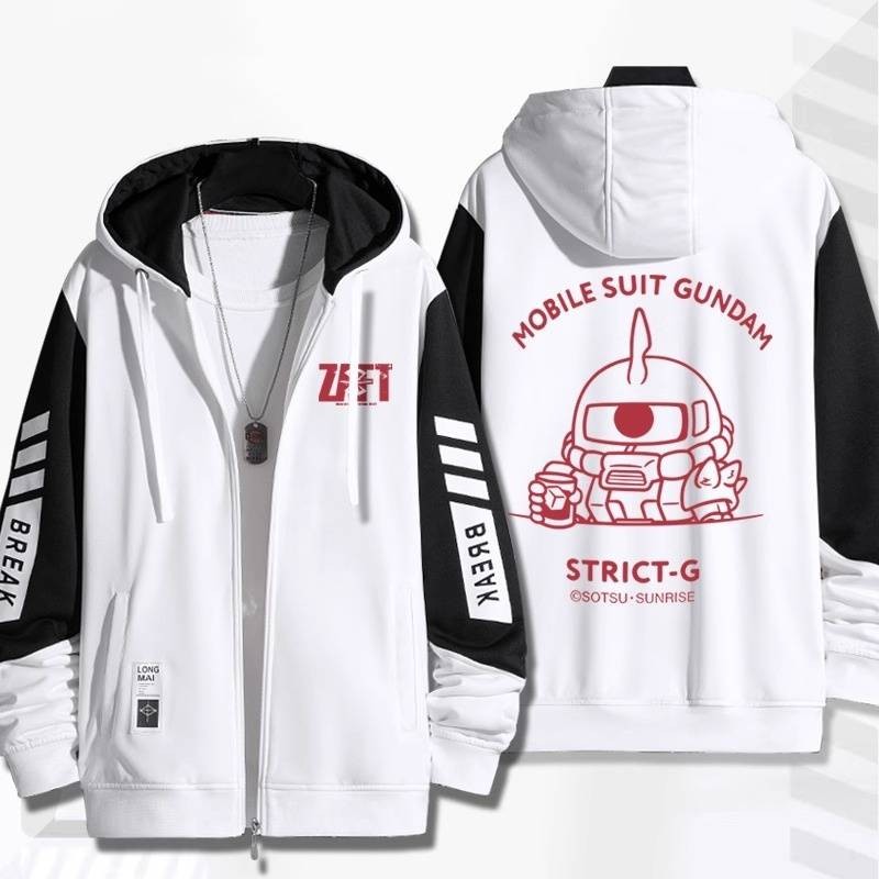 Áo khoác hoodie unisex GC12 với túi cốc giữ nhiệt thiết kế Gundam anime, phù hợp cho fan