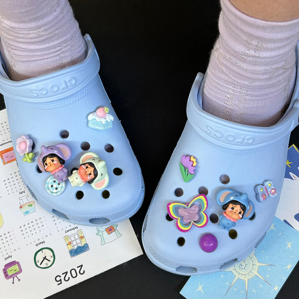 Phụ kiện hoa giày Pop Mart tự làm, hoạt hình dễ thương cho Crocs cao cấp, cảm giác cao cấp, tháo rời, phù hợp cho lỗ giày Busch