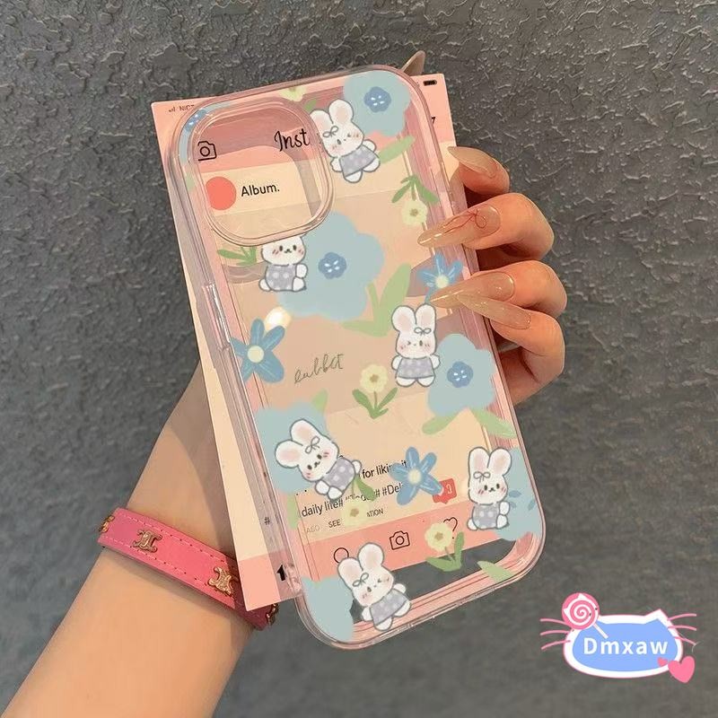 Ốp điện thoại hình thỏ xanh chảy dễ thương cho OPPO Reno 15C 15 Pro Mini 15C 14 13 11 9 Pro 8T 8Z 7Z 8 7 Lite 6 5 5K 4 3 Vỏ viền màu kẹo hoạt hình Chống rơi Mềm trong suốt Bao da