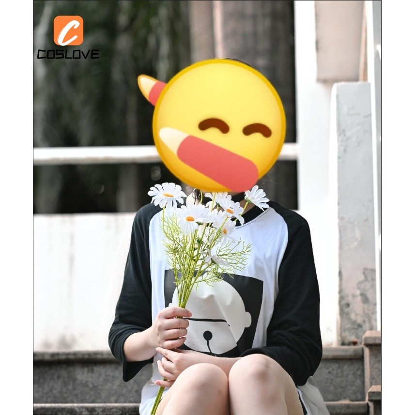 Bộ cosplay anime Reze với áo thun dài tay đen trắng, phù hợp cho cosplayer và thời trang hàng ngày