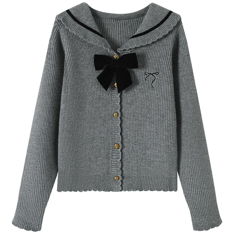 Mutu Pháp Nơ Áo Len Cardigan Nữ 2026 Phong Cách Mới Mùa Xuân Cao Cấp Rời Dài Tay Áo Len Top