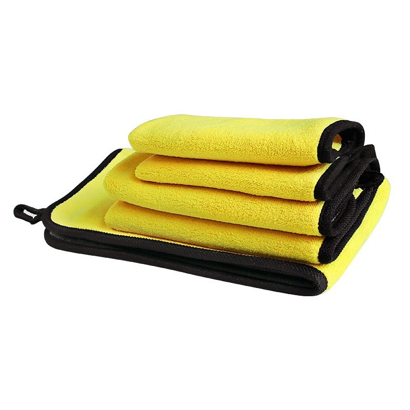 Combo 5 Khăn Lau Xe Hơi 2 Mặt Microfiber – Vàng Xám, Thấm Nhanh, Mềm Mịn, Đa Năng
