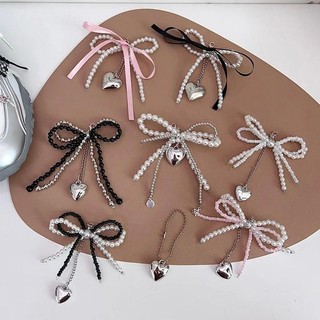 1 Chiếc Sang Trọng Ren Ngọc Trai Nơ Dây Quyến Rũ DIY Mặt Dây Chuyền Tình Yêu Dây Xích Khóa Thể Thao Trang Trí Phụ Kiện