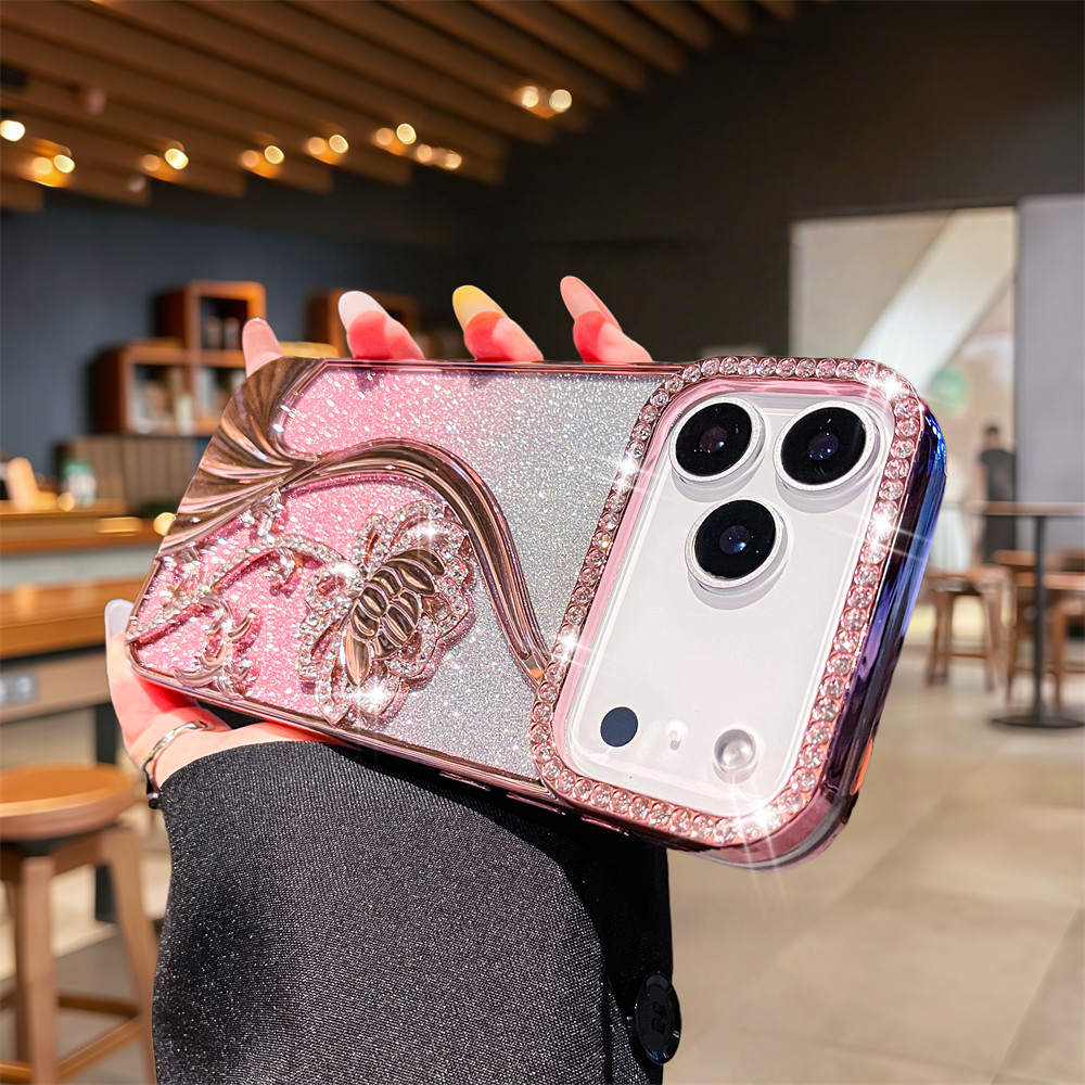 Flash Diamond Lotus TPU Ốp Lưng Điện Thoại iPhone 17 Pro Max Air 16 12 13 14 15 Pro Max 16 plus Ống Kính Bảo Vệ Camera Vỏ Chống Sốc TPU Vỏ Mềm Vỏ Bảo Vệ Điện Thoại