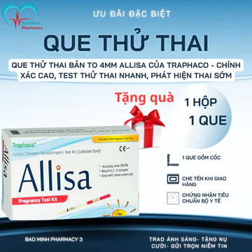 Que Thử Thai Bản To 4mm Allisa Của Traphaco - Chính Xác Cao, Test Thử Thai Nhanh, Phát Hiện Thai Sớm