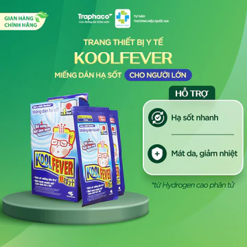 TTBYT [1 Miếng] Dán Hạ Sốt Nhật Bản Koolfever Dành Cho Người Lớn 10+ Traphaco - Hỗ trợ Hạ Sốt Nhanh, Mát Da, Giảm Nhiệt