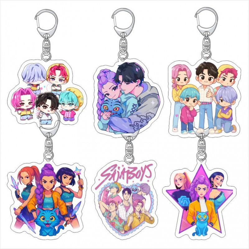 New Kpop Demon Hunters Rumi Zoey Jinu Mira crylic Keyrings Huntrix Saja ...