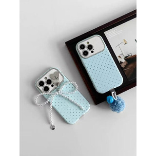 Màu xanh chấm bi + nơ buộc bóng cho iphone17 16promax 15promax 12 / 13 / 14 / 15 / 16 17pro iphone11promax ốp lưng TPU iphone mới chống bụi