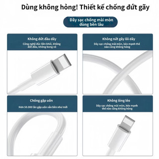 BJ Bộ Sạc Nhanh PD 20W 30 phút sạc 65% cho iPhone/iPad/Android dây 1m chống gãy an toàn không nóng máy bảo hành 24 tháng