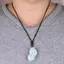 Vòng cổ mặt dây chuyền Unisex Jade Pixiu - Jadeite tự nhiên màu xanh nhạt (BeanSeed) - Dây bện đen có hạt đỏ - Dây chuyền áo len có thể điều chỉnh (21-50cm)