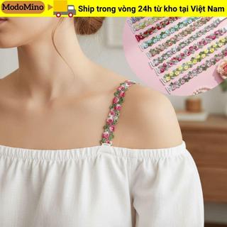 Dây đeo áo ngực hoa MODOMINO, Dây đeo vai bằng vải Polyester chống trượt, Hoa ngọt ngào thời trang có thể điều chỉnh Thắt lưng đeo vai hoa có thể tháo rời Váy dự tiệc cưới