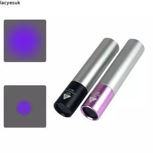 Đèn pin LED cực tím LACYESUK, Đèn pin LED UV bước sóng 365nm công suất 15 Watt, Thân hợp kim nhôm Lọc ánh sáng UV Pin sạc Đèn pin 365nm