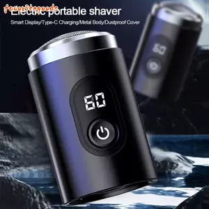 Máy cạo râu điện FAVORITEGOODS, Râu điện nam có thể sạc lại thoải mái, di động có màn hình kỹ thuật số LED Dao cạo điện Mini quay Sử dụng tại nhà