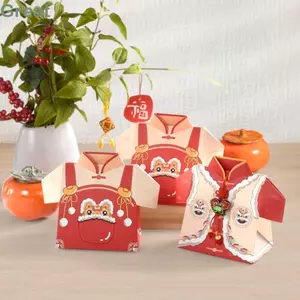 TUYỆT VỜI 5 Cái / bộ Hộp Đóng Gói Quà Tặng, Hộp Kẹo Bánh Quy Đỏ Gấp, Chất Lượng Cao Trang Phục Đường Phong Cách Trung Hoa Kẹo Cưới