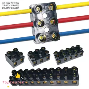 TOPTOOLCX 1 Khối đầu cuối, Đầu nối dây AWG 500V 10A 20A 60A 20-6, Đầu nối điện trục vít dòng X5 Đầu nối điện đầu cuối 2 / 3 / 5 / 10 lỗ