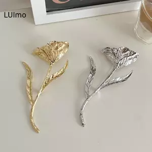 LUImo Vintage Lớn Vintage Thổ Cẩm Hình Lá Kim Loại Hoa Trâm Hoa Họa Tiết Hoa Kim Loại Lá Thổ Cẩm Đảng Mặc SBS