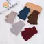 CANAMEK 1 Đôi Nhiều Màu Sắc Dệt Kim Ngắn Nửa Ngón Găng Tay Thu Đông Dệt Kim Co Giãn Ấm Cổ Tay Găng Tay Màu Trơn Mùa Đông Phụ Kiện Đi Xe Đạp CSF