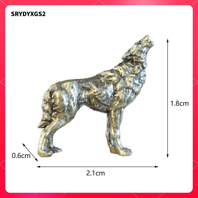 Bộ sưu tập tượng sói được làm bằng hợp kim đồng, Quà tặng cổ điển nhỏ Điêu khắc trang trí nhà cửa cho phòng ăn, Phong cảnh vi mô, Bàn cát, Tủ