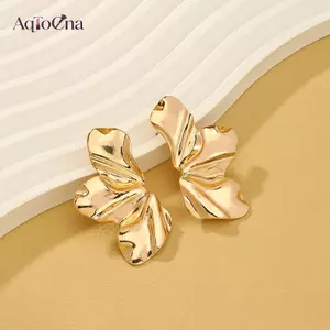 AqToCna Vintage Hình Học Bông Tai Phóng Đại Lá Lrregular Bông Tai Kim Loại AqToCna