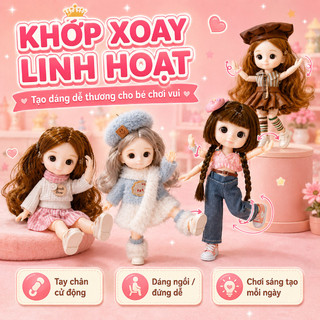 Búp bê khớp công chúa 17cm – Khớp xoay linh hoạt, tạo dáng dễ dàng – Trang trí góc học tập – Quà sinh nhật cho bé gái