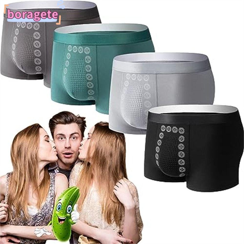 Quần lót nam trị liệu BORAGETE, Quần lót nam trị liệu bằng năng lượng thoáng khí đàn hồi, Quần lót nam bằng sợi Polyester lâu trôi chất lượng cao