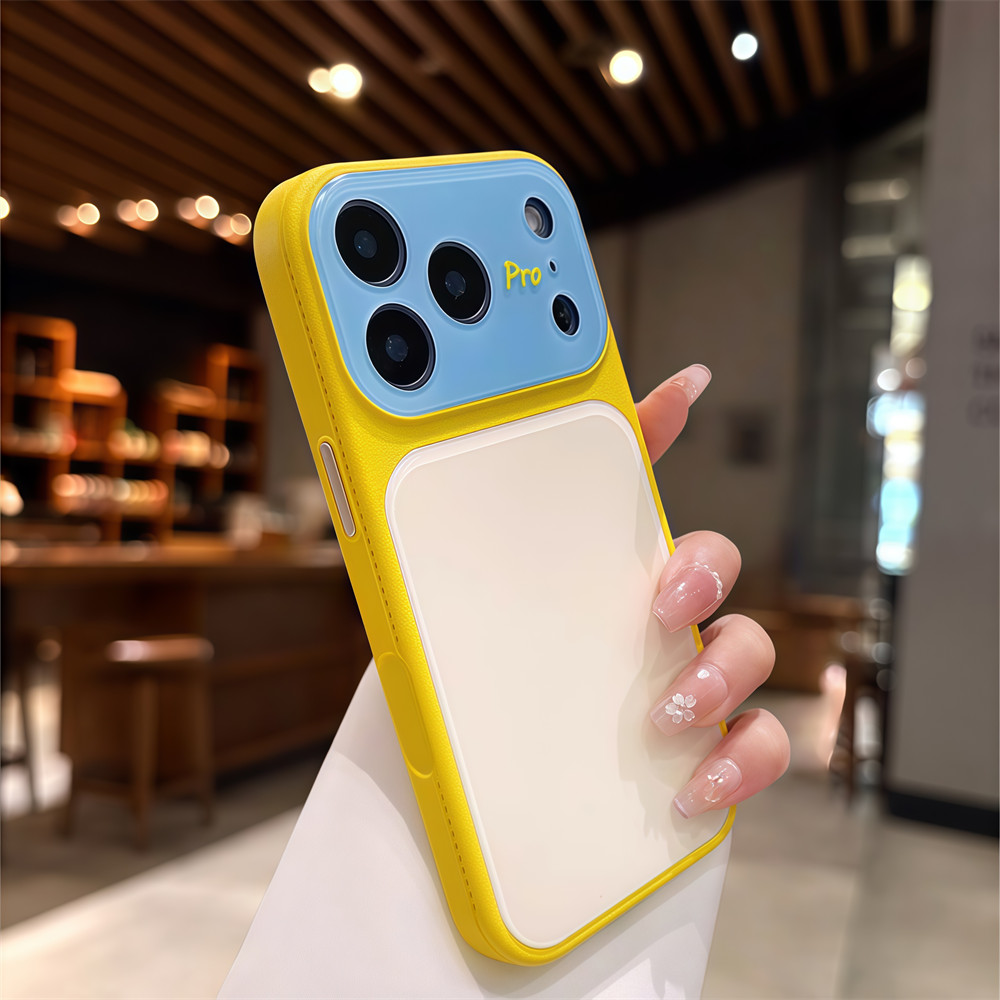 Ốp điện thoại màu tương phản thời trang cho iPhone 17 Pro Max 13 14 15 16 pro max Bảo vệ ống kính chống rơi Vỏ cứng bảo vệ điện thoại