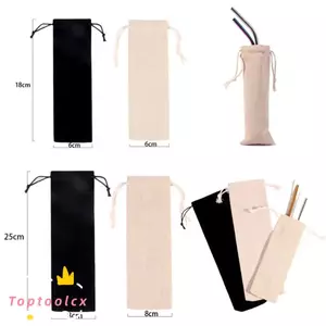 Túi đựng ống hút TOPTOOLCX, Túi dây rút vải lanh Cotton chống bụi, Bảo vệ dao kéo chất lượng cao tại nhà