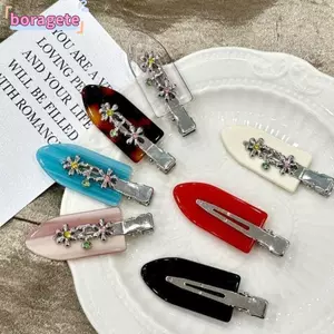 Kẹp mỏ vịt BORAGETE, Kẹp hoa kim loại lấp lánh ngọt ngào, Phụ kiện tóc Acetate không dấu vết dễ thương