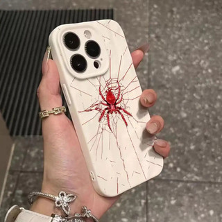 Ốp Bảo Vệ Silicon Mềm Cho iPhone 15 Pro Max a Red Spider 17 Pro XS 13 Pro Max 12 Pro 11 17 Pro Max XSMAX Matte Fold Họa Tiết 14 Pro