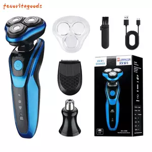 Dao cạo quay FAVORITEGOODS, Máy cạo râu điện chống nước có thể sạc lại, Máy cạo râu nam ba đầu thông minh tốc độ cao di động