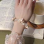Hoa Buộc Tóc Hàn Quốc Handmade Ngọc Trai Xoắn Vải Hoa Buộc Tóc Cao Su Cô Gái Bóng Đầu Tấm Tóc Mũ Đội Đầu Điều Tốt MEC9