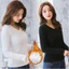 Áo thun IFASIN, Quần lót giữ nhiệt nữ nhung dày cổ chữ V, giữ nhiệt mỏng vừa vặn màu trơn dài tay cổ chữ V hàng đầu dành cho nữ